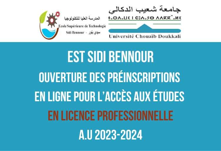 EST Sidi Bennour Inscriptions ouvertes pour les concours d'admission en LP 2023-2024